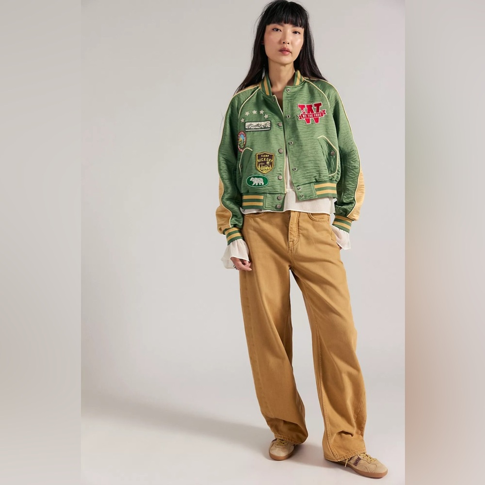 $298! FP We The Free Star Power Souvenir Jacket Vintage Green Combo CSmall NWOT - Picture 5 of 6